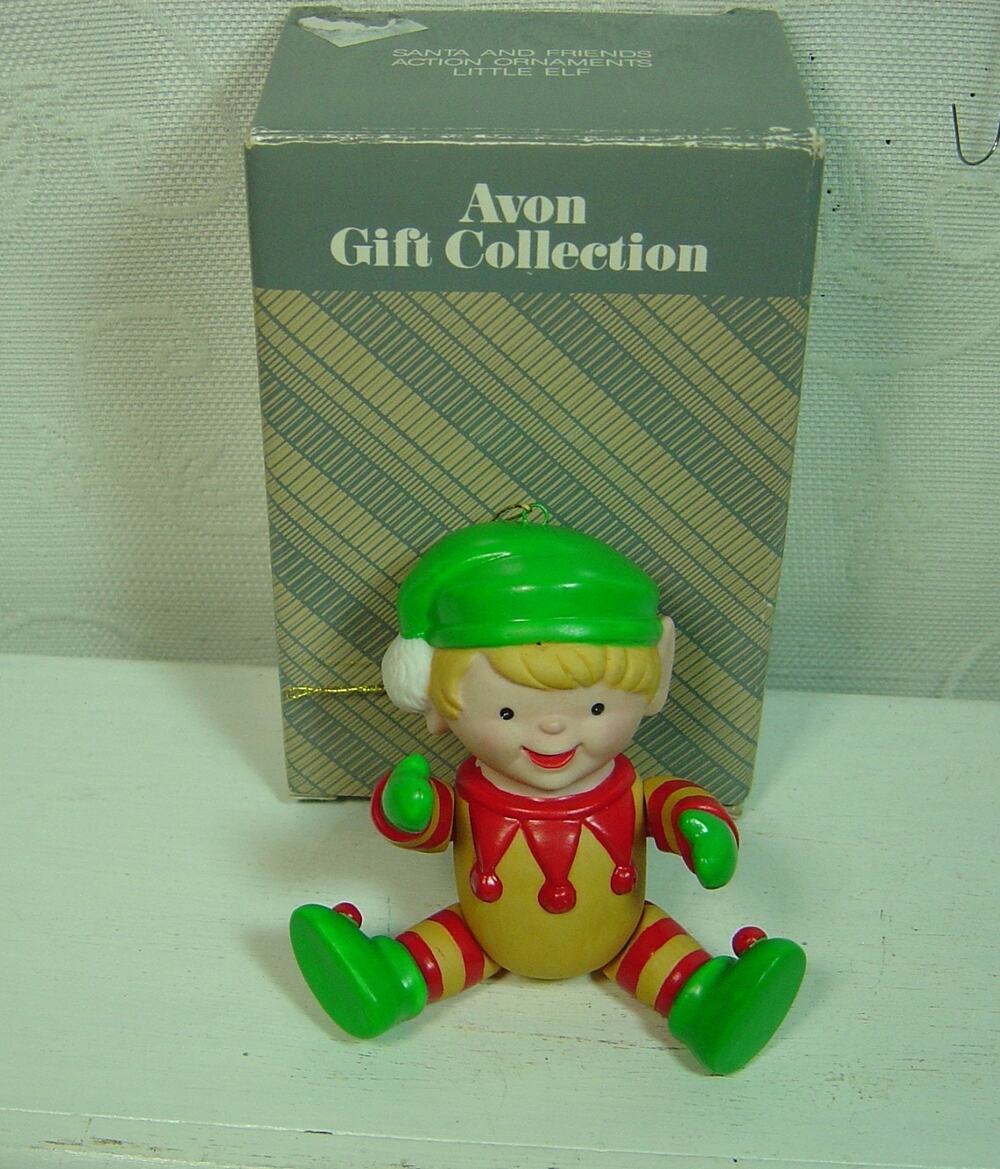 AVON ORNAMENT-POSEABLE LITTLE ELF WITH BOX